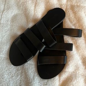 Black leather sandals